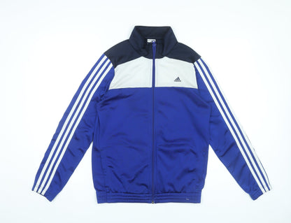 Additional front view of Adidas boys’ blue track jacket 14-15y full zip polyester sportswear