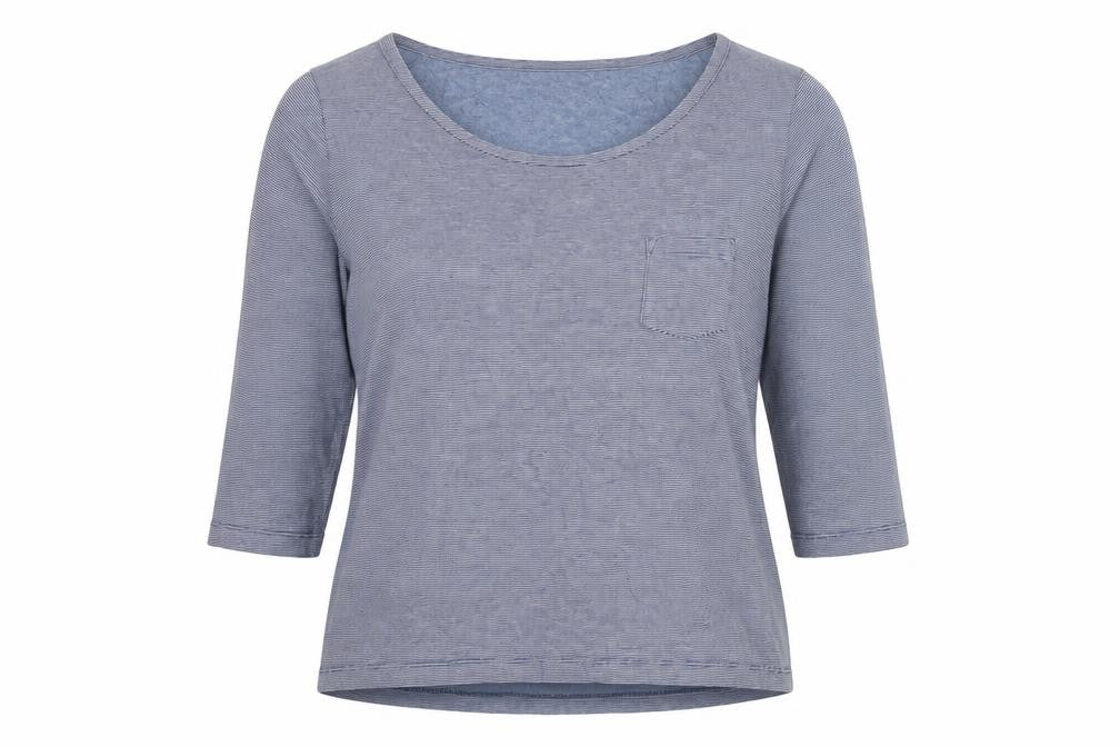 H&M Women’s Blue Striped Basic Scoop Neck 3/4 Sleeve T-Shirt Size S