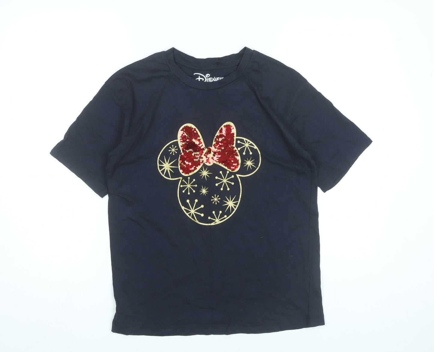 Disney Women’s Black Minnie Mouse Sequin T-Shirt UK 8