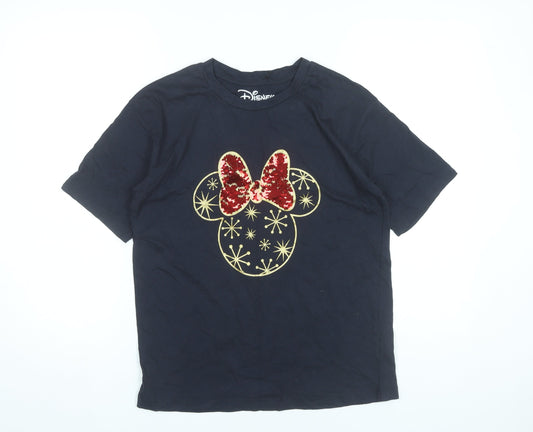 Disney Women’s Black Minnie Mouse Sequin T-Shirt UK 8