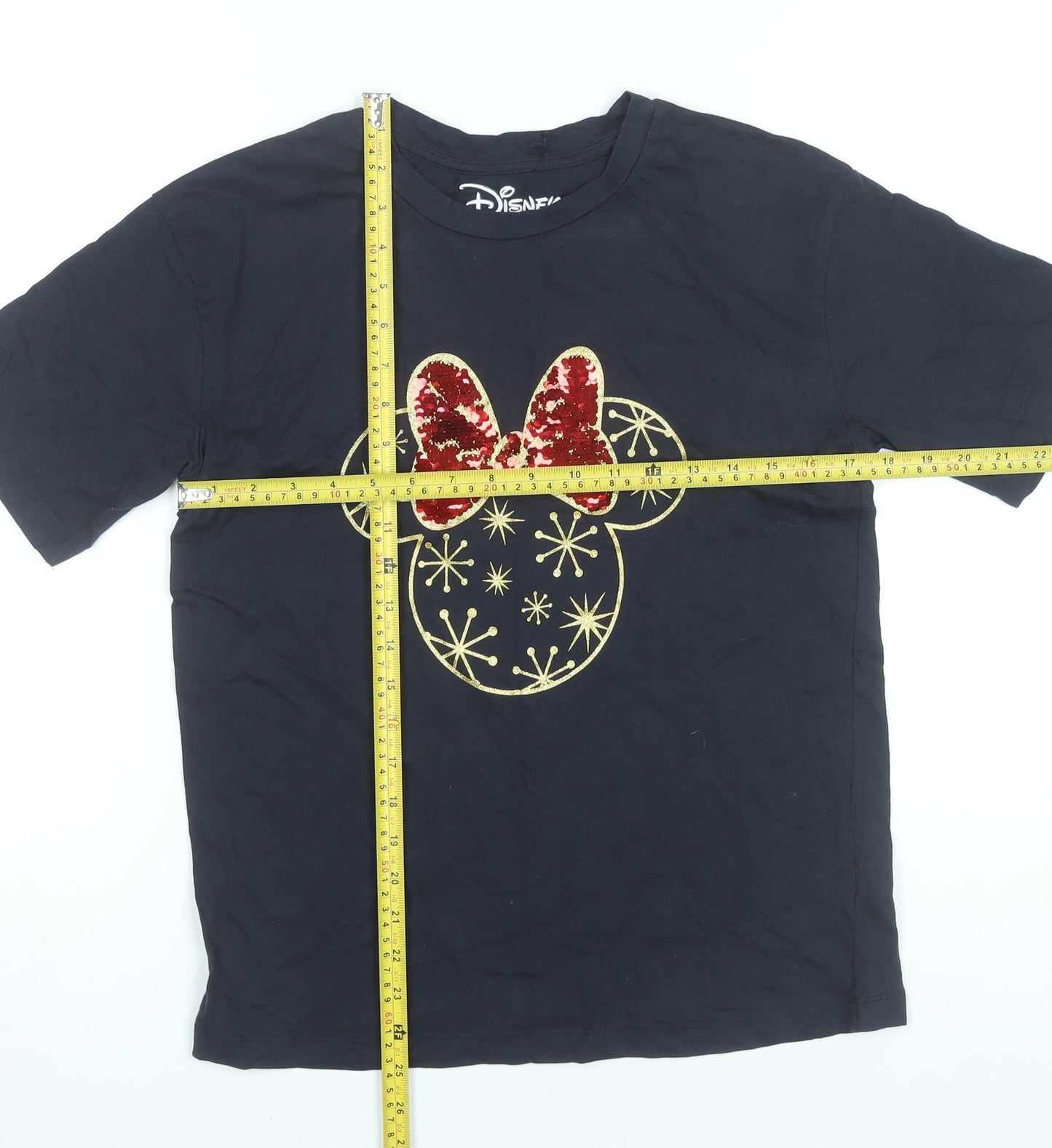 Disney Women’s Black Minnie Mouse Sequin T-Shirt UK 8