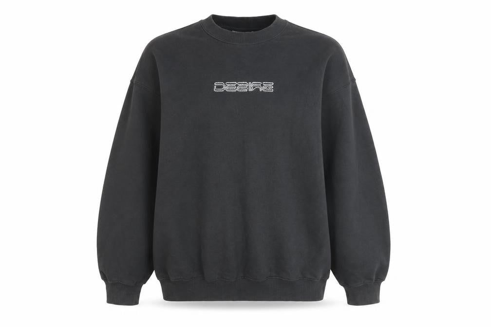 Weekday Unisex Black Pullover Sweatshirt M Cotton Blend Logo