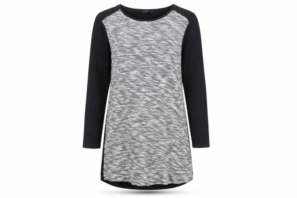 Gap Women’s Black Grey Shift Dress L Long Sleeve Jersey Cotton