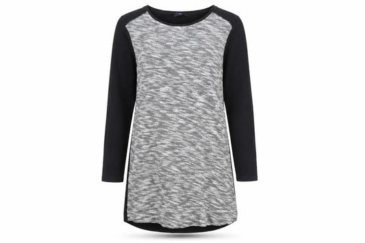 Gap Women’s Black Grey Shift Dress L Long Sleeve Jersey Cotton
