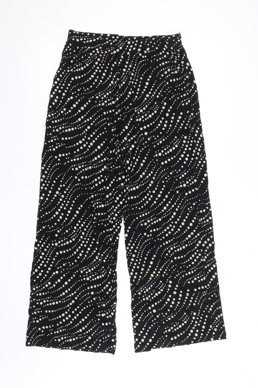JD Williams Women’s Black Polka Dot Wide-Leg Viscose Trousers Size 10