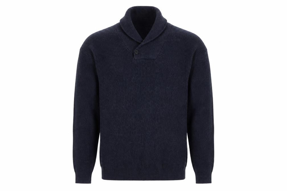 Next Mens Blue Cotton Blend Collared Pullover Jumper Size L