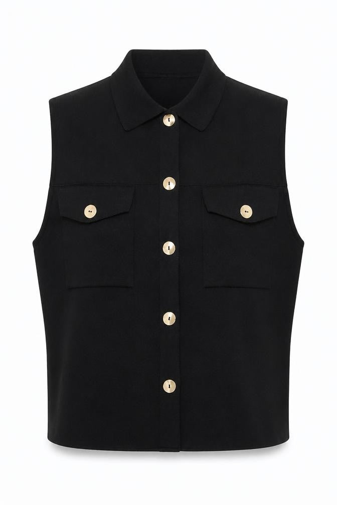 Primark Women’s Black Short Sleeve Collared Button-Up Shirt Size S