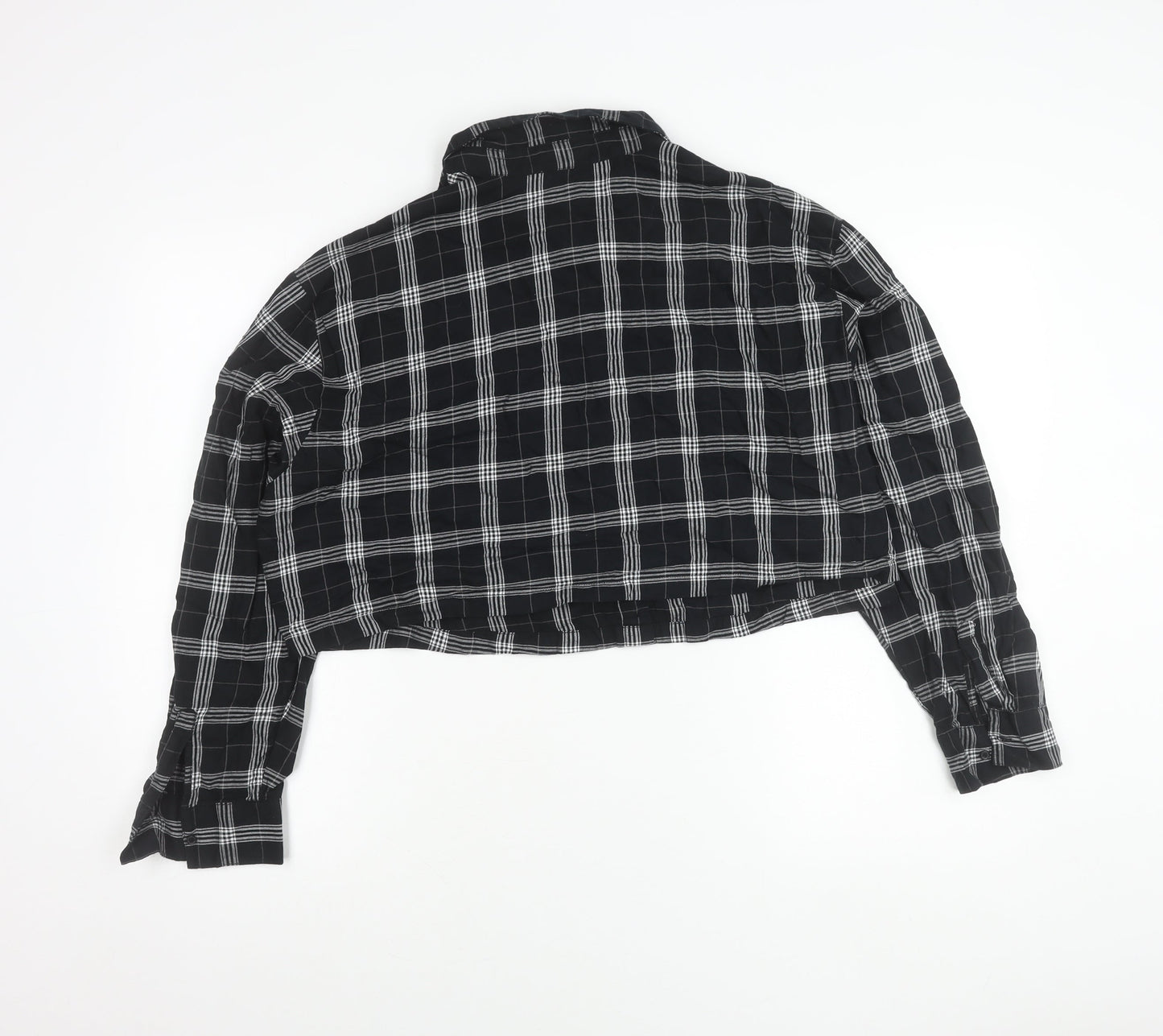H&M Divided Womens Black Check Cropped Button-Up Shirt Size L