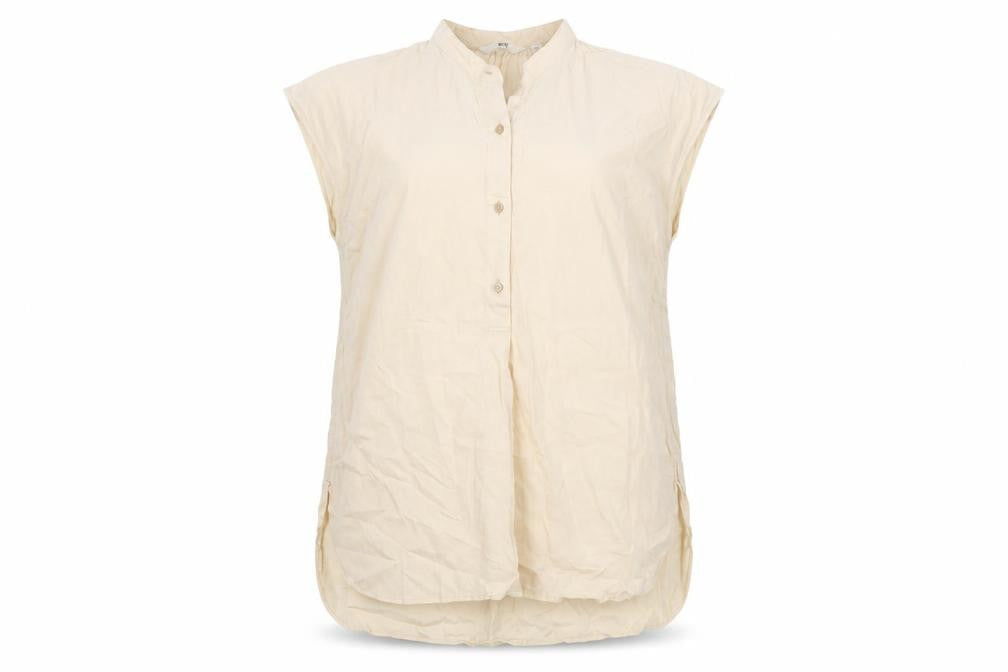 Uniqlo Womens Beige XS Button-Up Sleeveless Tunic Top