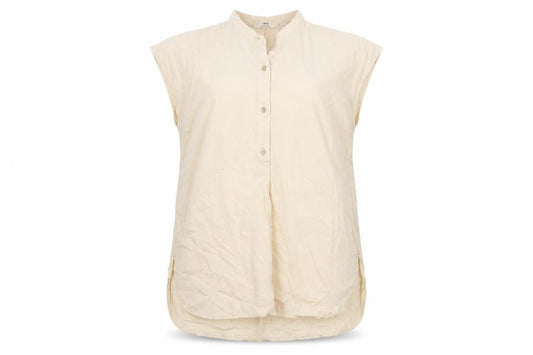 Uniqlo Womens Beige XS Button-Up Sleeveless Tunic Top
