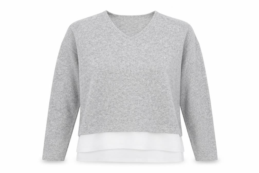 Next Women Grey V-Neck Pullover Jumper Knit Long Sleeve Size S