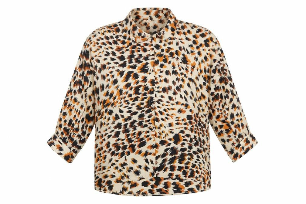 Saloos Womens Multicoloured Animal Print Button-Up Blouse Size 18