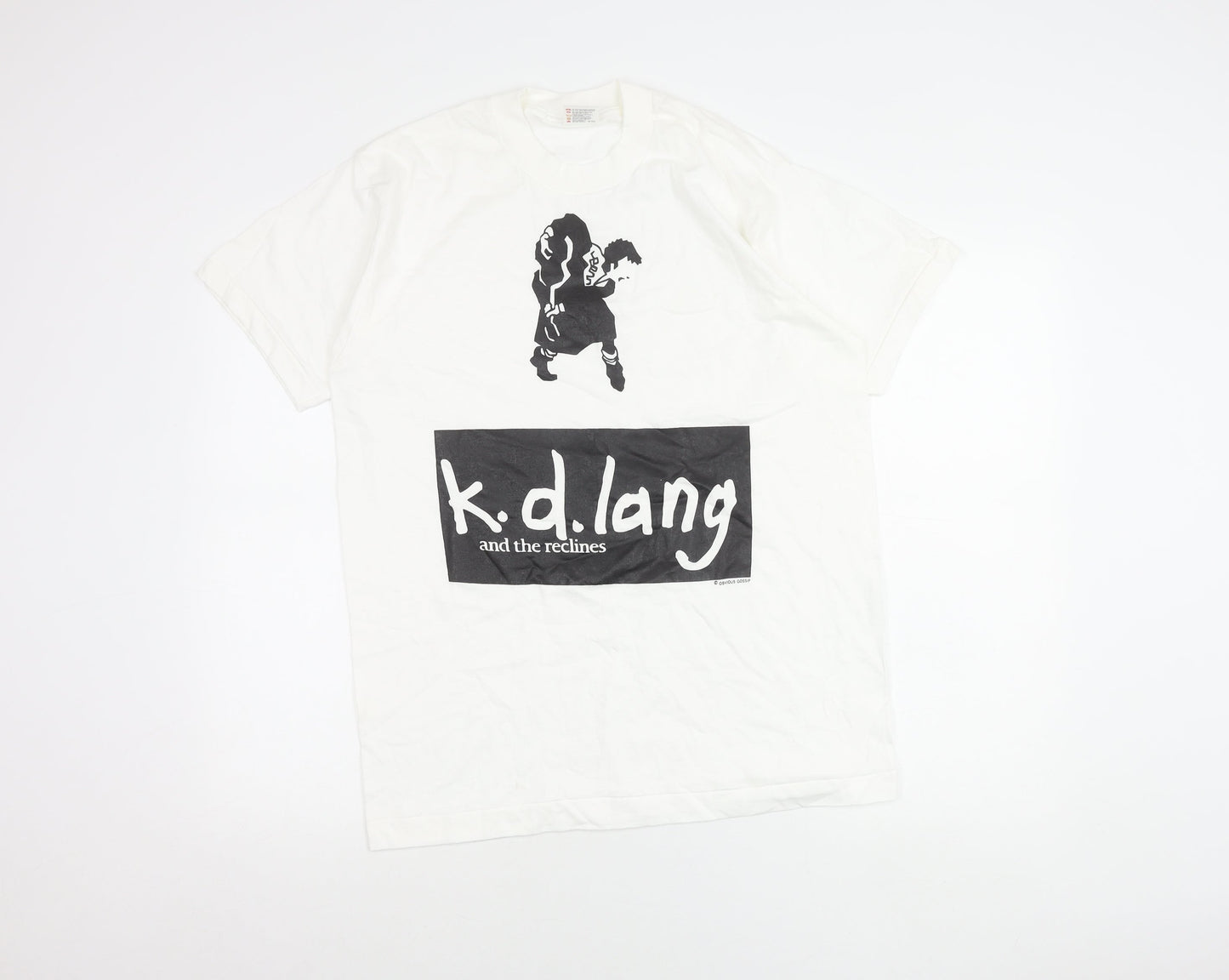 Fruit of the Loom Men’s White Band T-Shirt M Retro 90s Graphic Tee