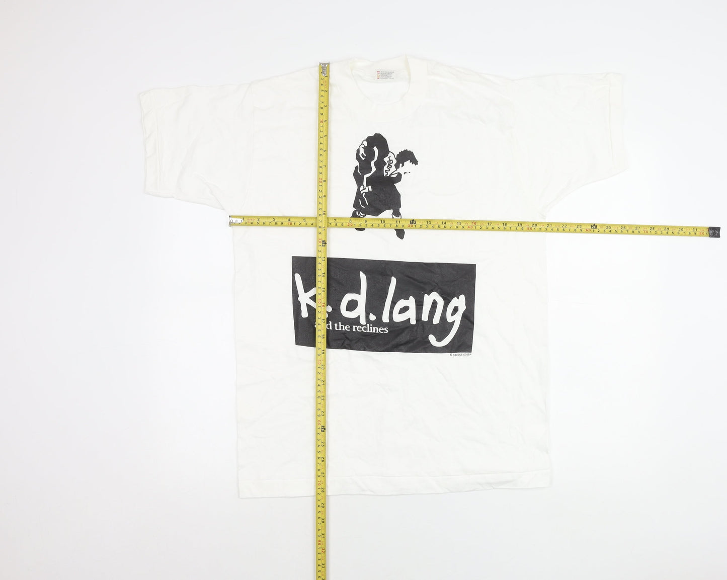 Fruit of the Loom Men’s White Band T-Shirt M Retro 90s Graphic Tee