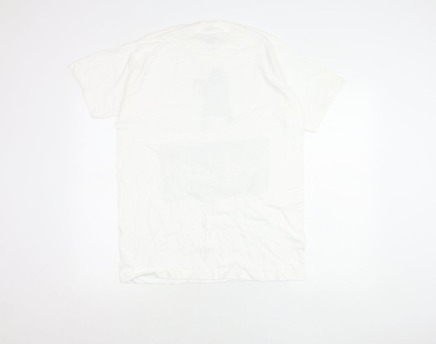 Fruit of the Loom Men’s White Band T-Shirt M Retro 90s Graphic Tee