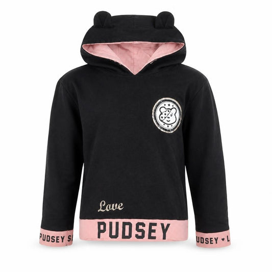George Girls Black Pudsey Hoodie 8-9 Years Sequin Logo Pullover