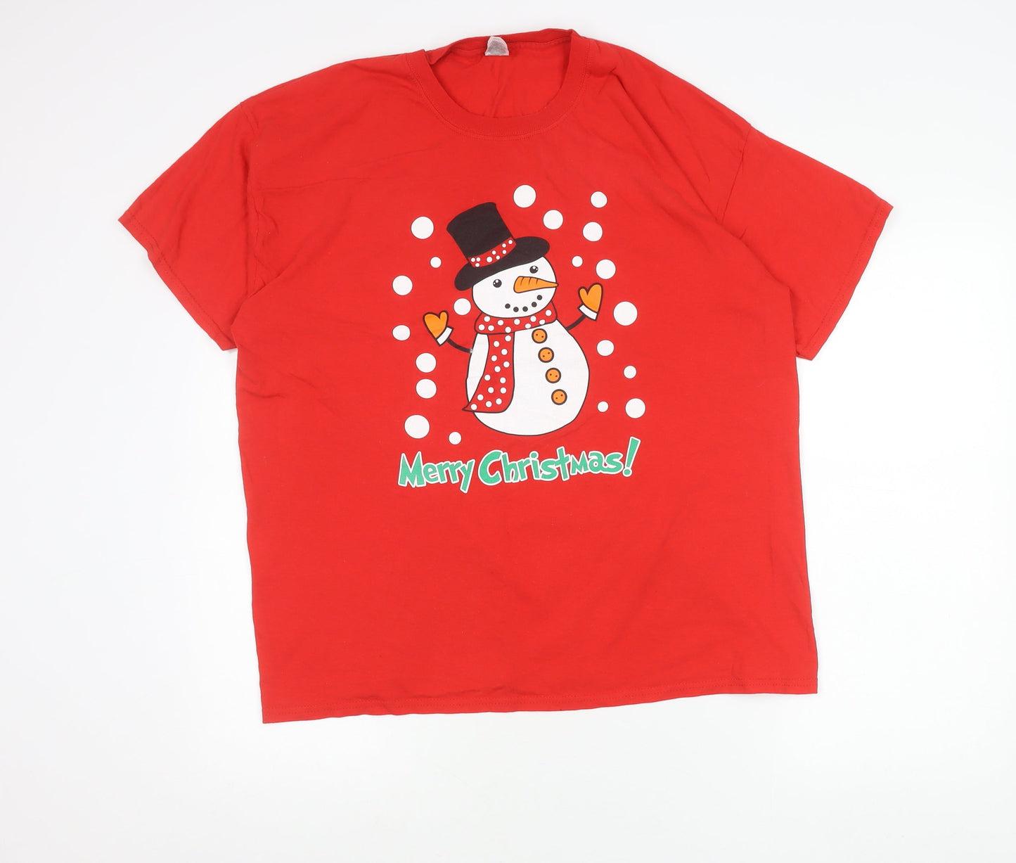 Fruit of the Loom Men's Red XL Christmas Snowman Graphic T-Shirt