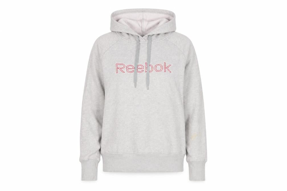 Reebok Womens Grey Hoodie Small Cotton Blend Pullover Logo Sportswear