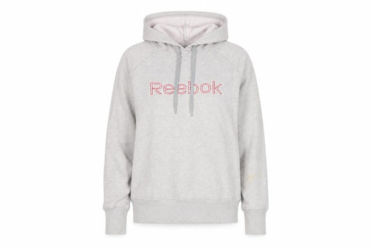Reebok Womens Grey Hoodie Small Cotton Blend Pullover Logo Sportswear