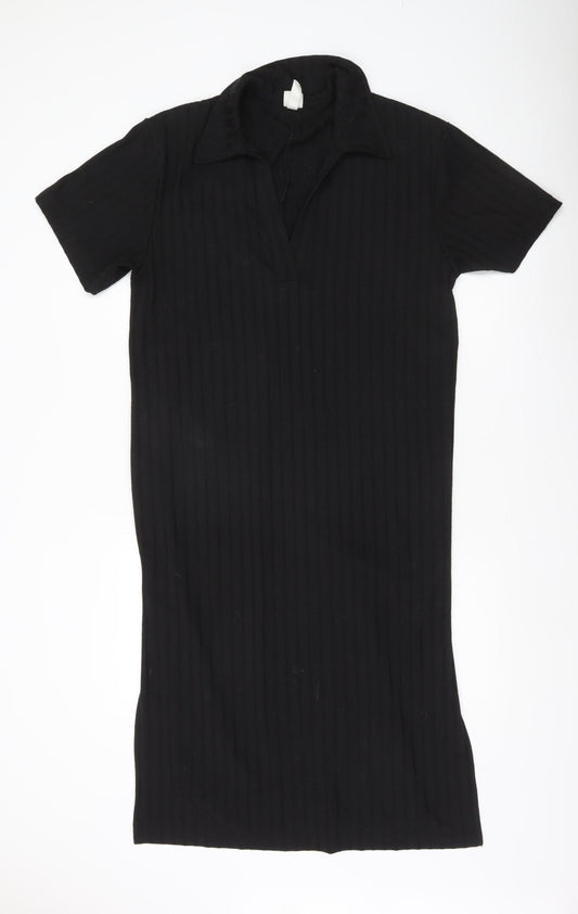 H&M Women’s Black XL Collared Shirt Dress Short Sleeve