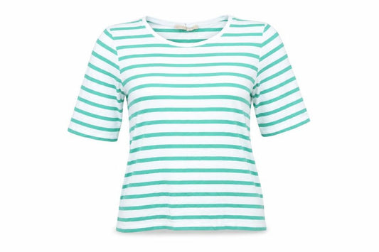 Hobbs Women’s XS Green White Striped Cotton Jersey T-Shirt