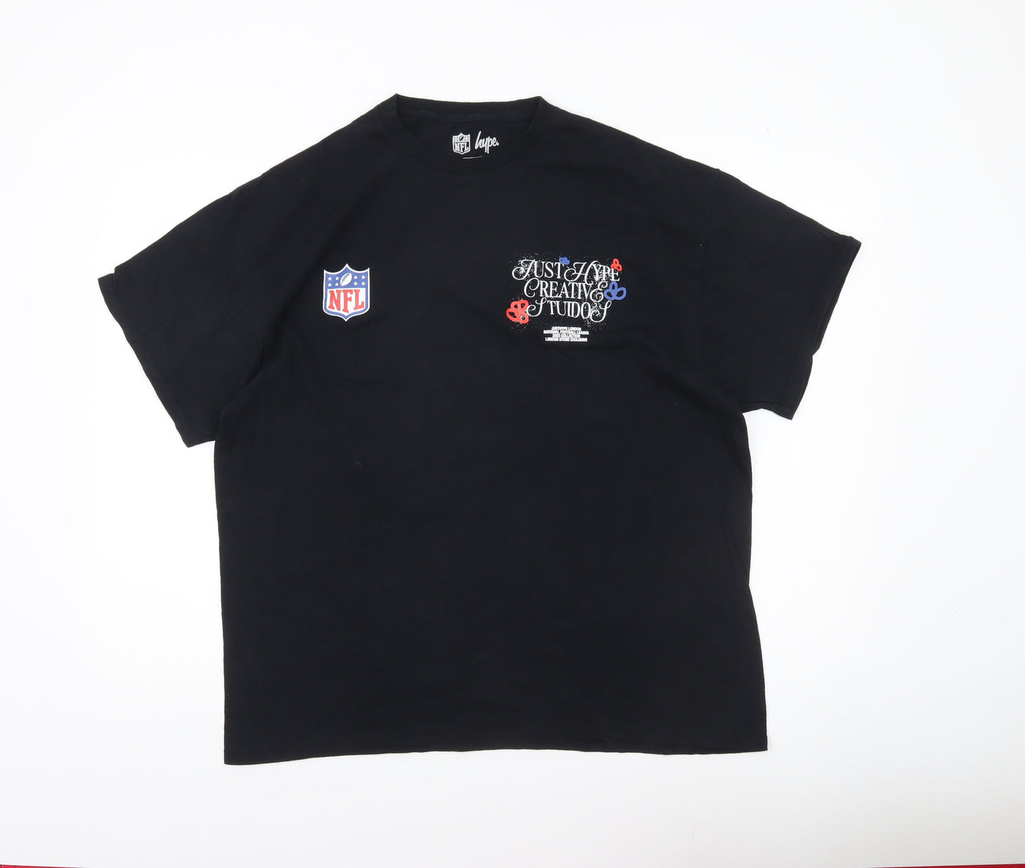 Hype Men’s Black NFL Graphic Print T-Shirt XL Short Sleeve