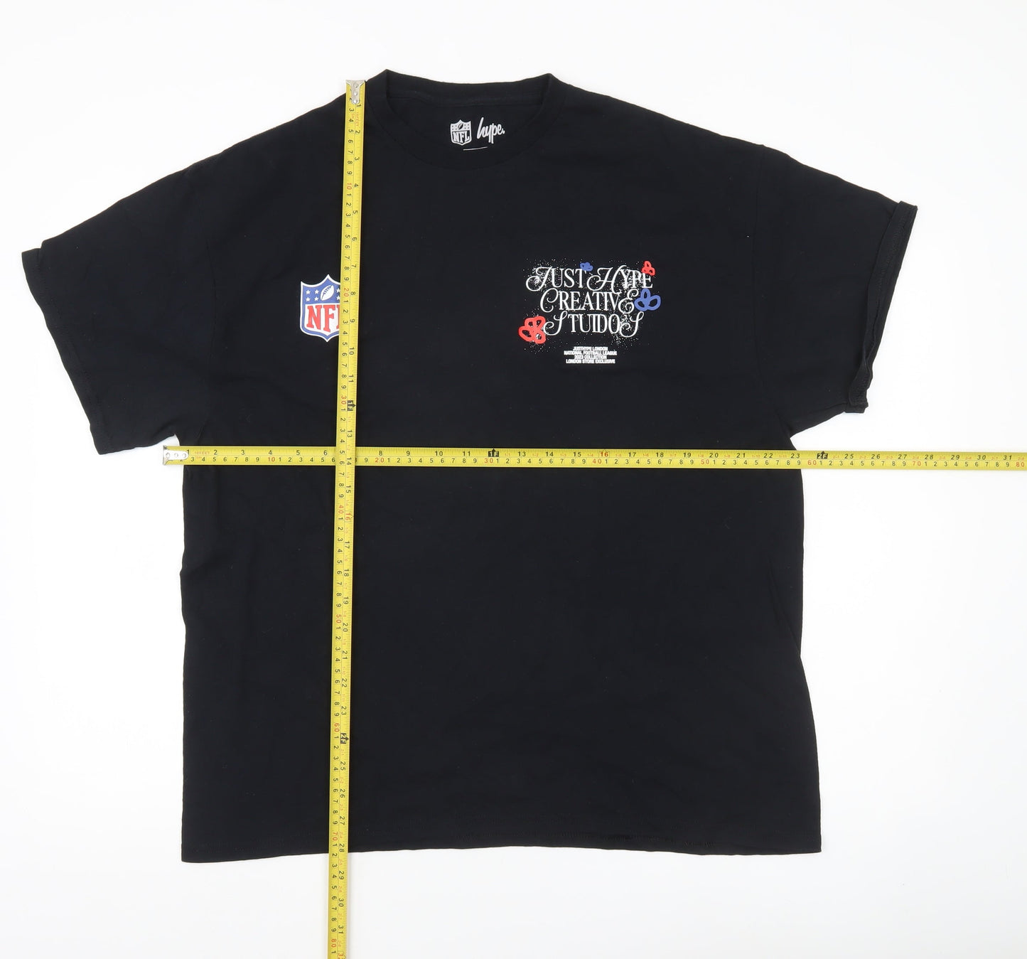 Hype Men’s Black NFL Graphic Print T-Shirt XL Short Sleeve