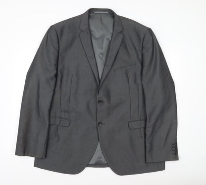 Additional front view of George Men Grey 46R Blazer Jacket Single Breasted Notch Lapel