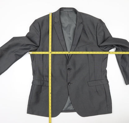 Back view of George Men Grey 46R Blazer Jacket Single Breasted Notch Lapel