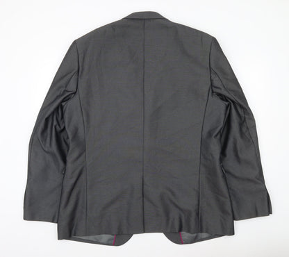Close-up detail of George Men Grey 46R Blazer Jacket Single Breasted Notch Lapel