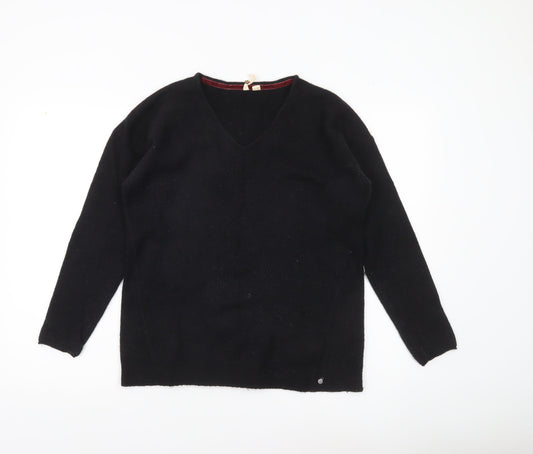 White Stuff Womens Black Wool Blend V-Neck Jumper Size 8