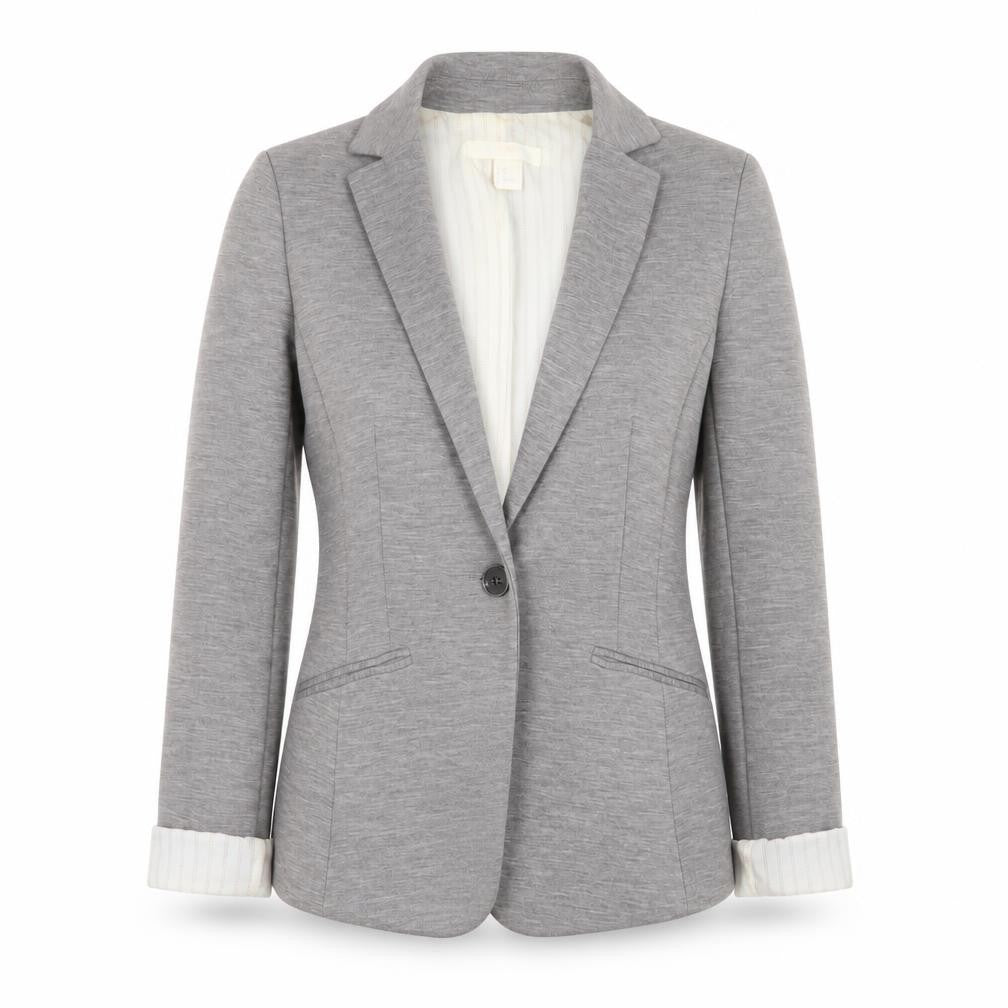H&M Women’s Grey Blazer Jacket Size 4 Regular Fit Workwear