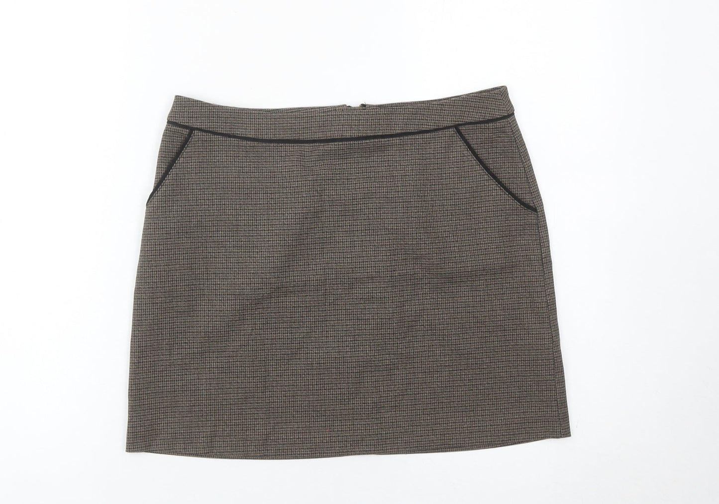 H&M Women’s Brown Check Pencil Skirt Size 8 Workwear