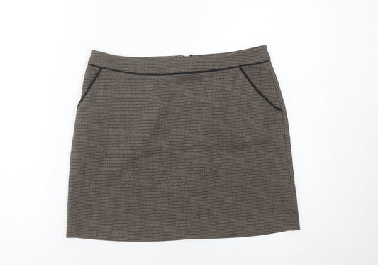 H&M Women’s Brown Check Pencil Skirt Size 8 Workwear
