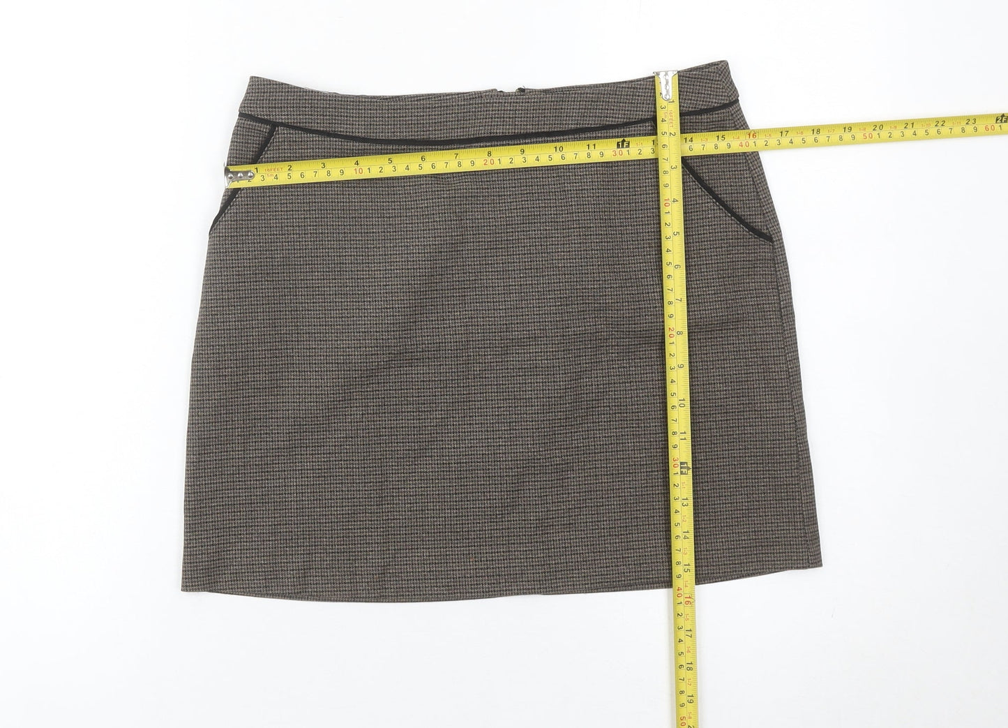 H&M Women’s Brown Check Pencil Skirt Size 8 Workwear