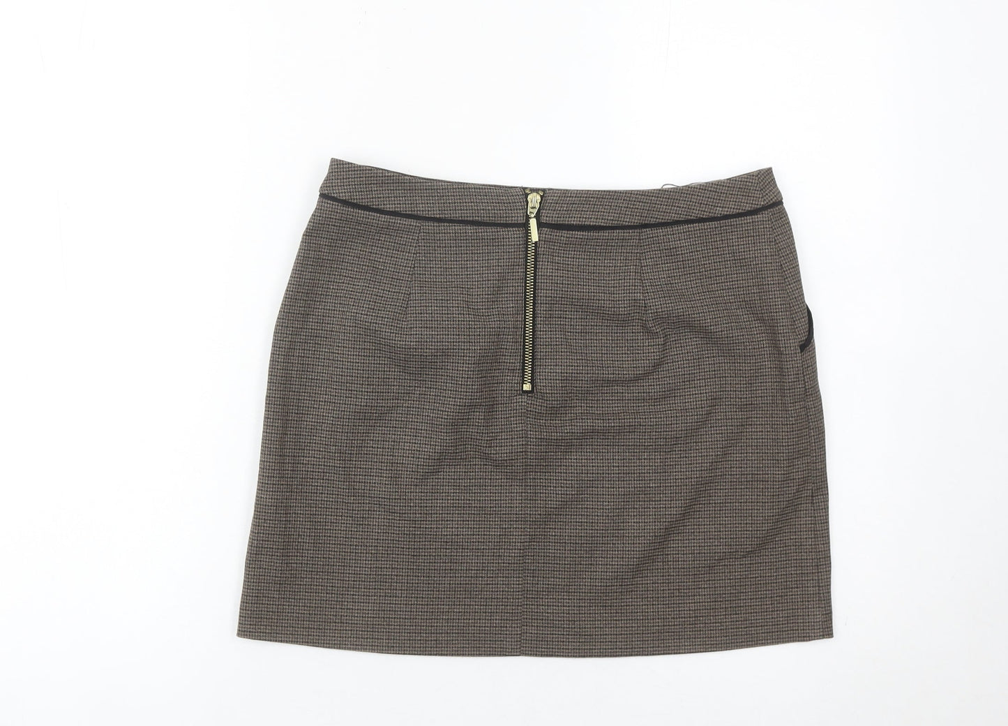 H&M Women’s Brown Check Pencil Skirt Size 8 Workwear