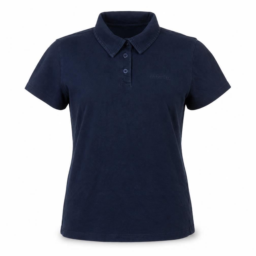 LA Gear Womens Blue Polo Shirt UK 12 Short Sleeve Cotton Blend