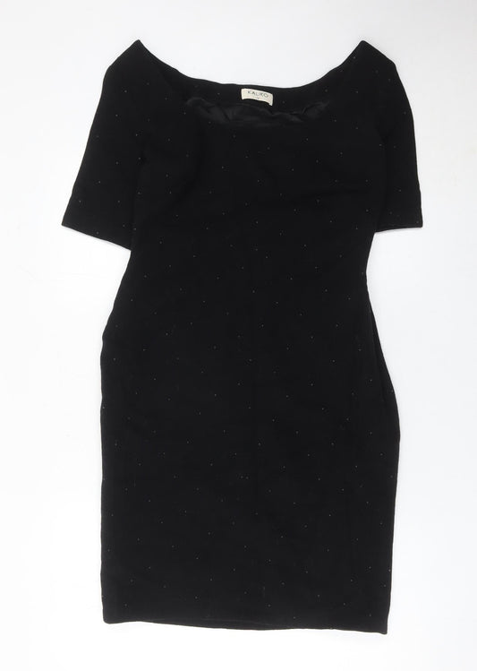 Kaliko Womens Black Sheath Dress Size 12 Wool Blend Knee Length