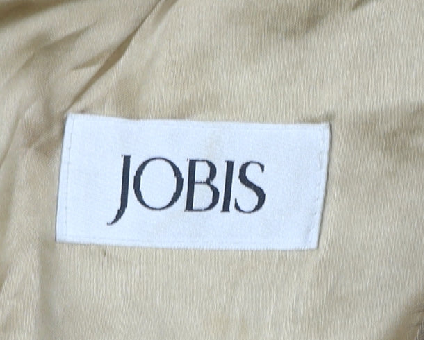 Jobis Womens Red Wool Blend Fur Trim Check Mid-Length Overcoat Size 14