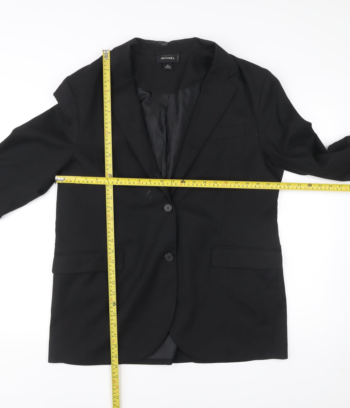 Monki Unisex Black Blazer Medium Chest Notch Lapel Jacket