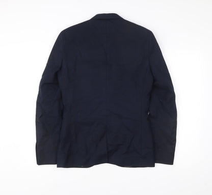 Next Men's Blue 36R Wool Blend Blazer Jacket Tailoring