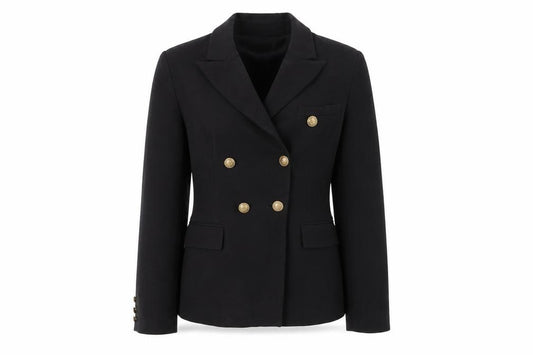 Attentif Paris Womens Black Size 12 Double-Breasted Suit Jacket