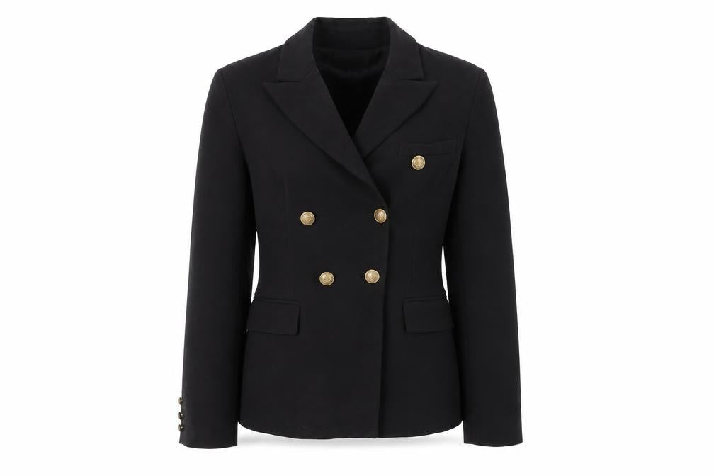 Attentif Paris Womens Black Size 12 Double-Breasted Suit Jacket