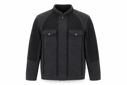 Greenwoods Mens Black Wool Blend Zip Jacket Size L Casual Workwear