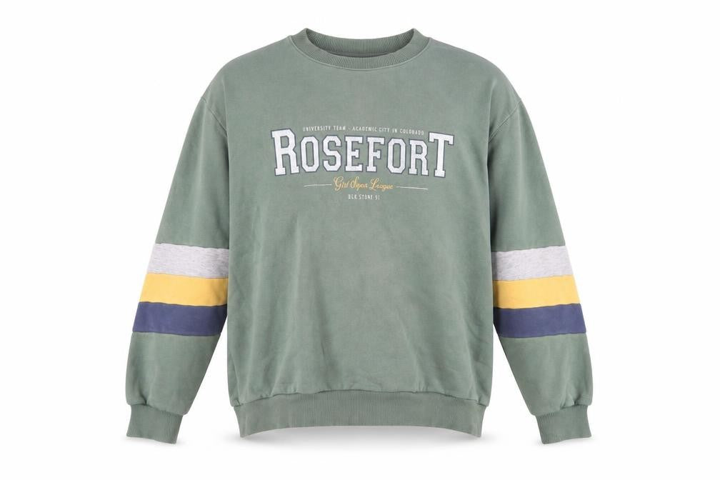 Pull&Bear Men’s Green Sweatshirt M Logo Graphic Pullover Crew Neck