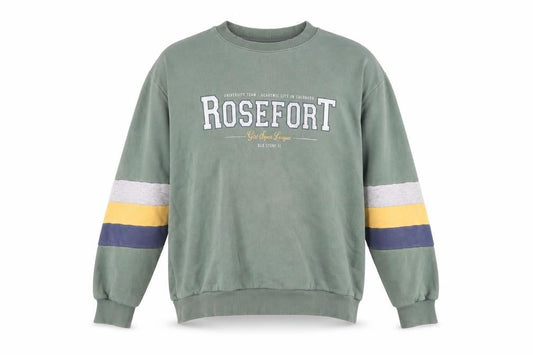 Pull&Bear Men’s Green Sweatshirt M Logo Graphic Pullover Crew Neck