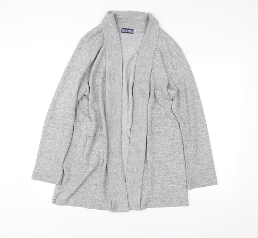 Mix El Womens Grey L Cardigan Knit Long Sleeve Open Front