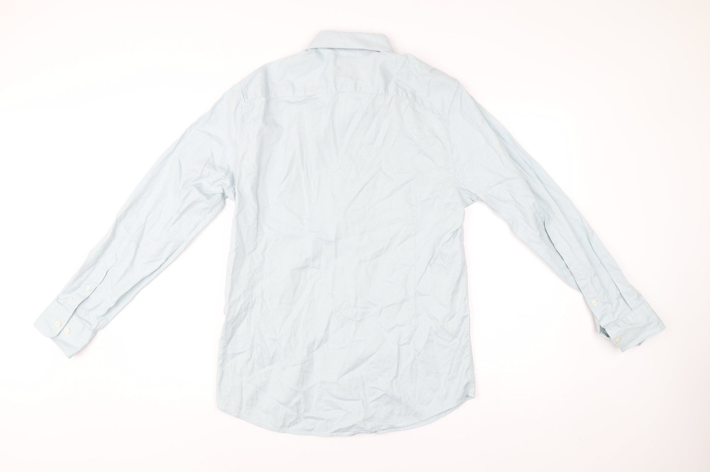 Moss Men’s Blue Slim Fit 15.5in Cotton Long Sleeve Shirt