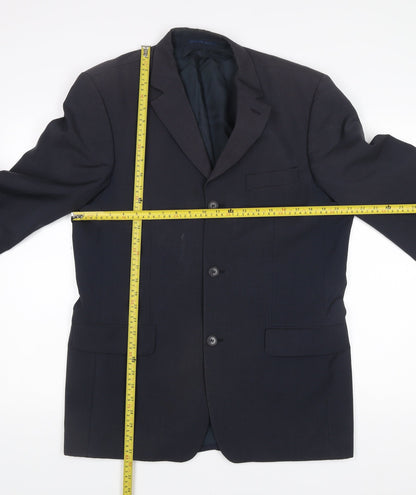 Moss Mens Blue Wool Suit Jacket 40 Chest Regular Fit Business Blazer