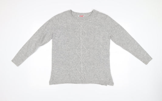 BHS Women’s Grey Cable-Knit Pullover Jumper Size 16